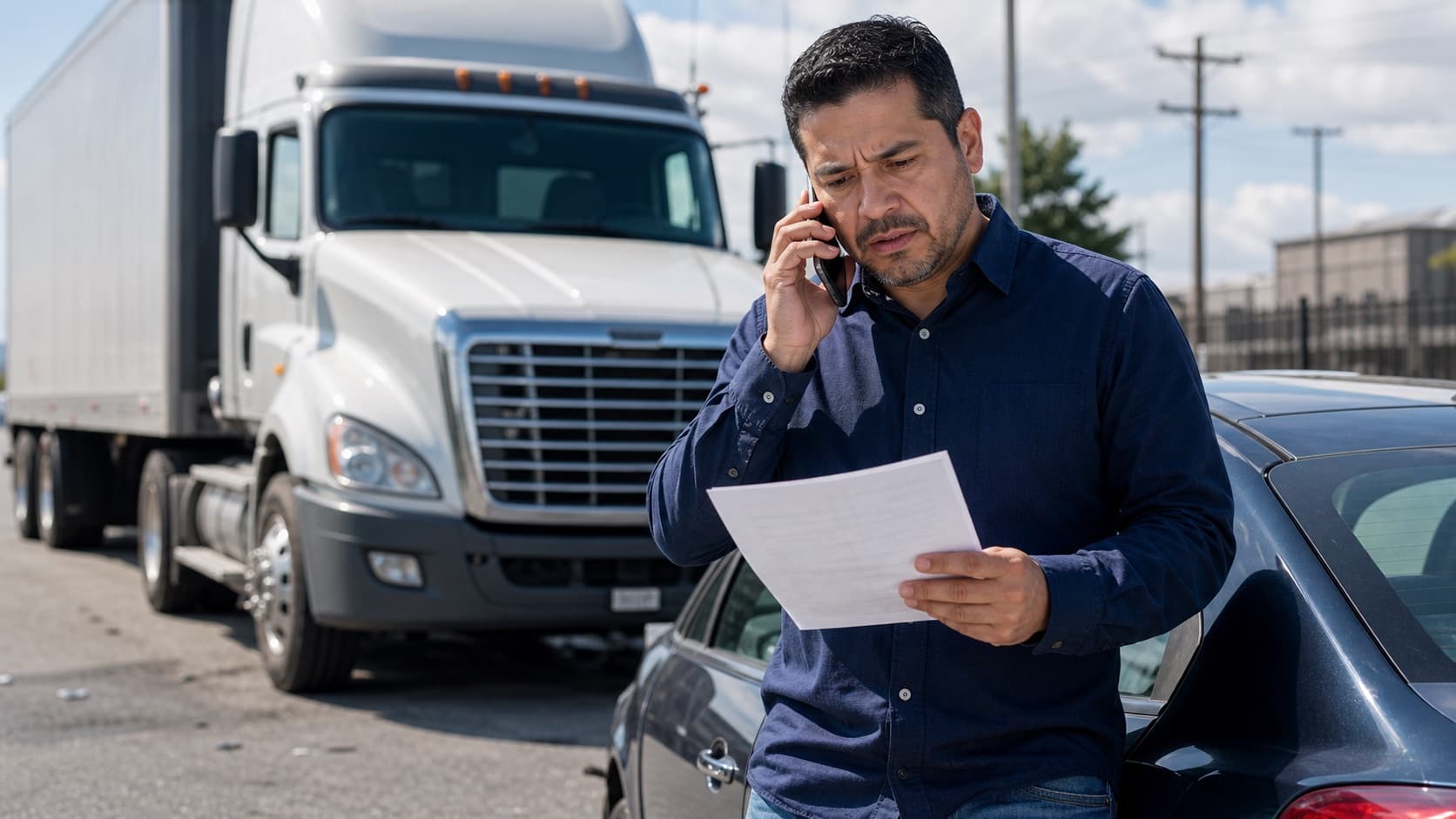 Commercial truck and passenger vehicle illustrating evidence in a truck accident claim