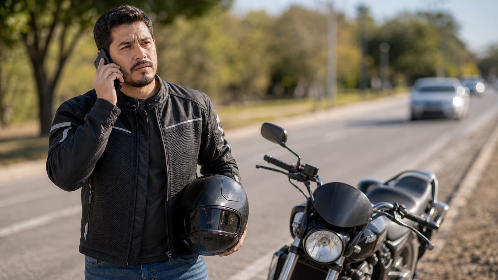 Motorcycle rider preserving helmet and roadway evidence for a Florida motorcycle accident claim